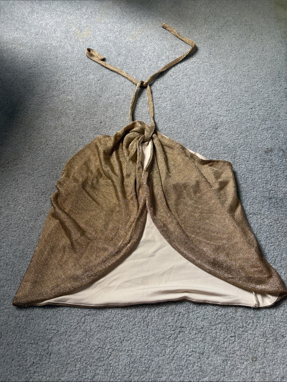 Edikted Metallic Gold Halter Twist Tank